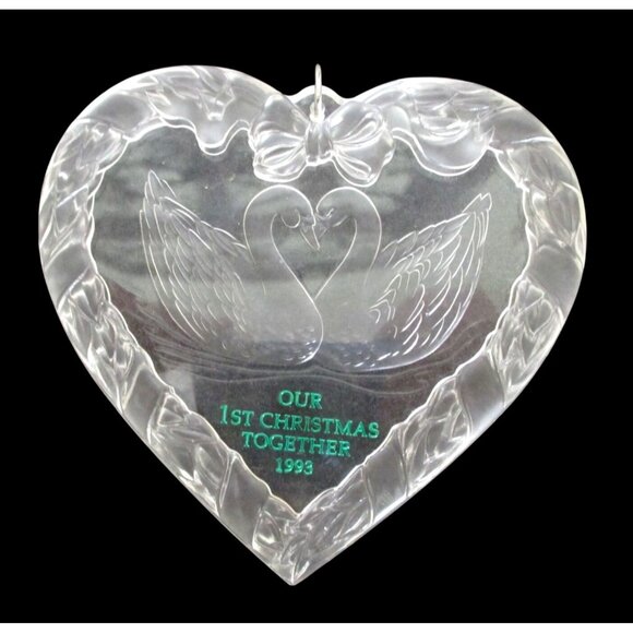 Our 1st Christmas Together Ornament - Heart-Shaped with Swans - Vintage 1993 Hal - Picture 2 of 5